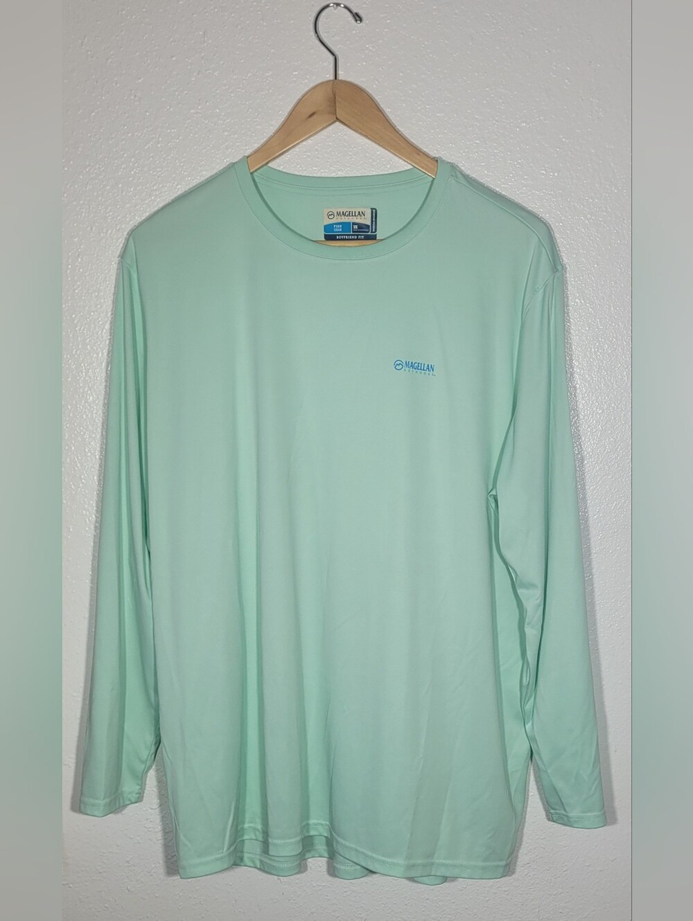 Magellan Outdoors Fish Gear Boyfriend Fit Mint Green Long Sleeve Tee T Shirt 3X
